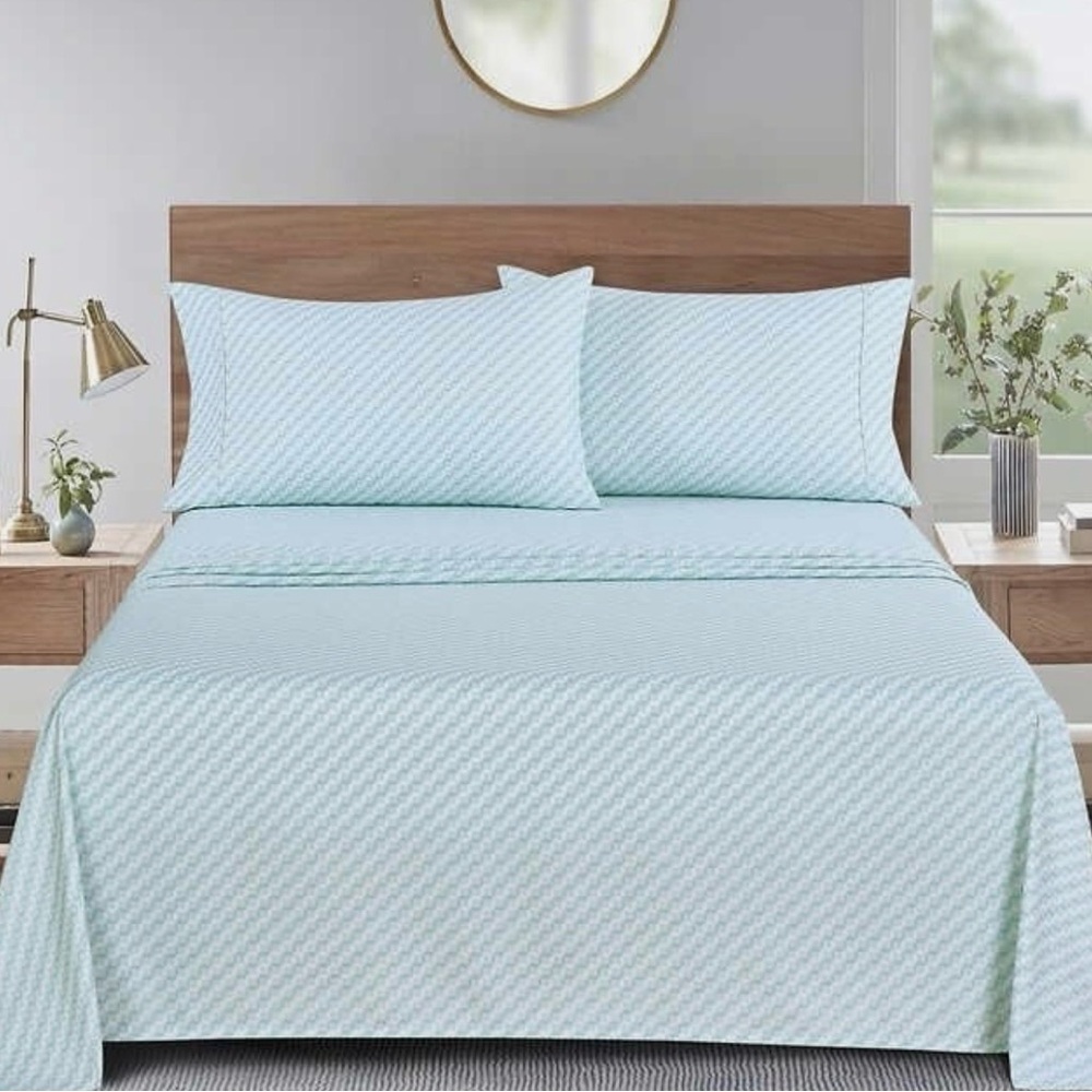 South Point Home Fashions Full Sheet Set 4-Piece Houghton Mint Soft Fitted &Flat